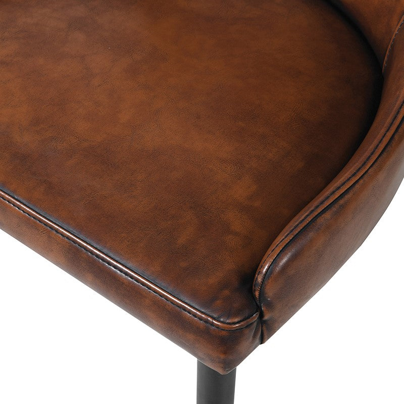Vintage Faux Brown Leather Dining Chair